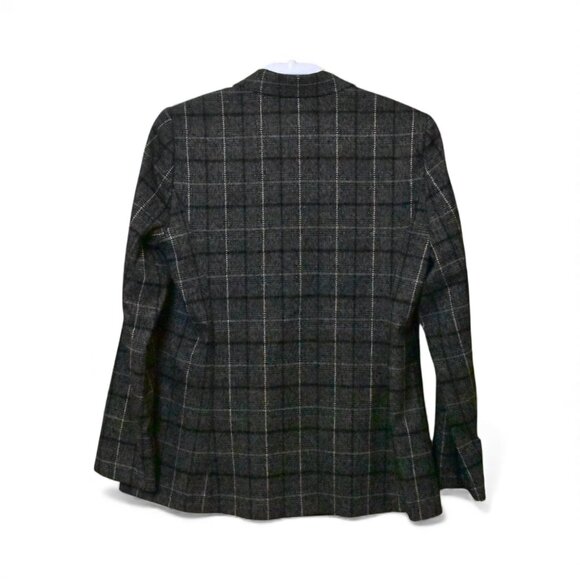 Tahari Relax Fit Grey Black Plaid Blazer Jacket Size 12 - Picture 2 of 14